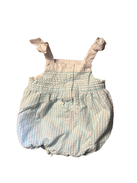 White and blue striped romper, 0-3 months